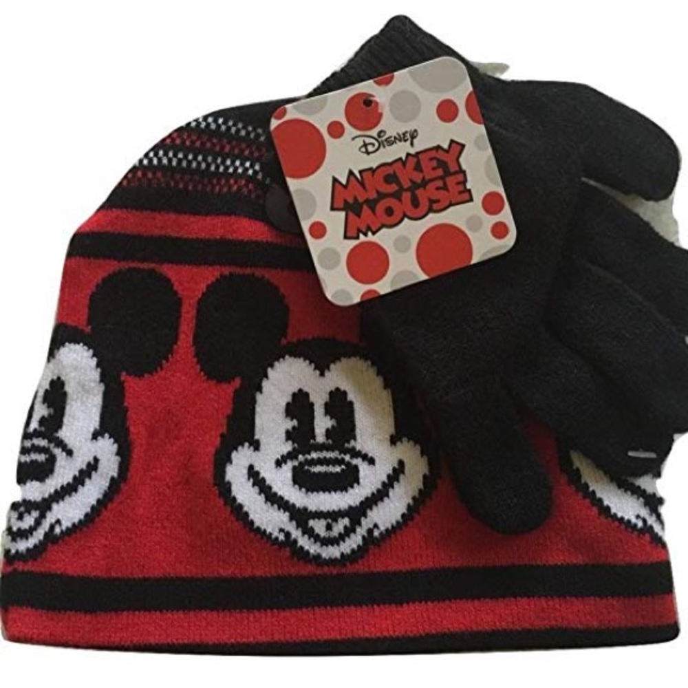 Mickey Mouse Kids Knit Hat and Gloves Set
